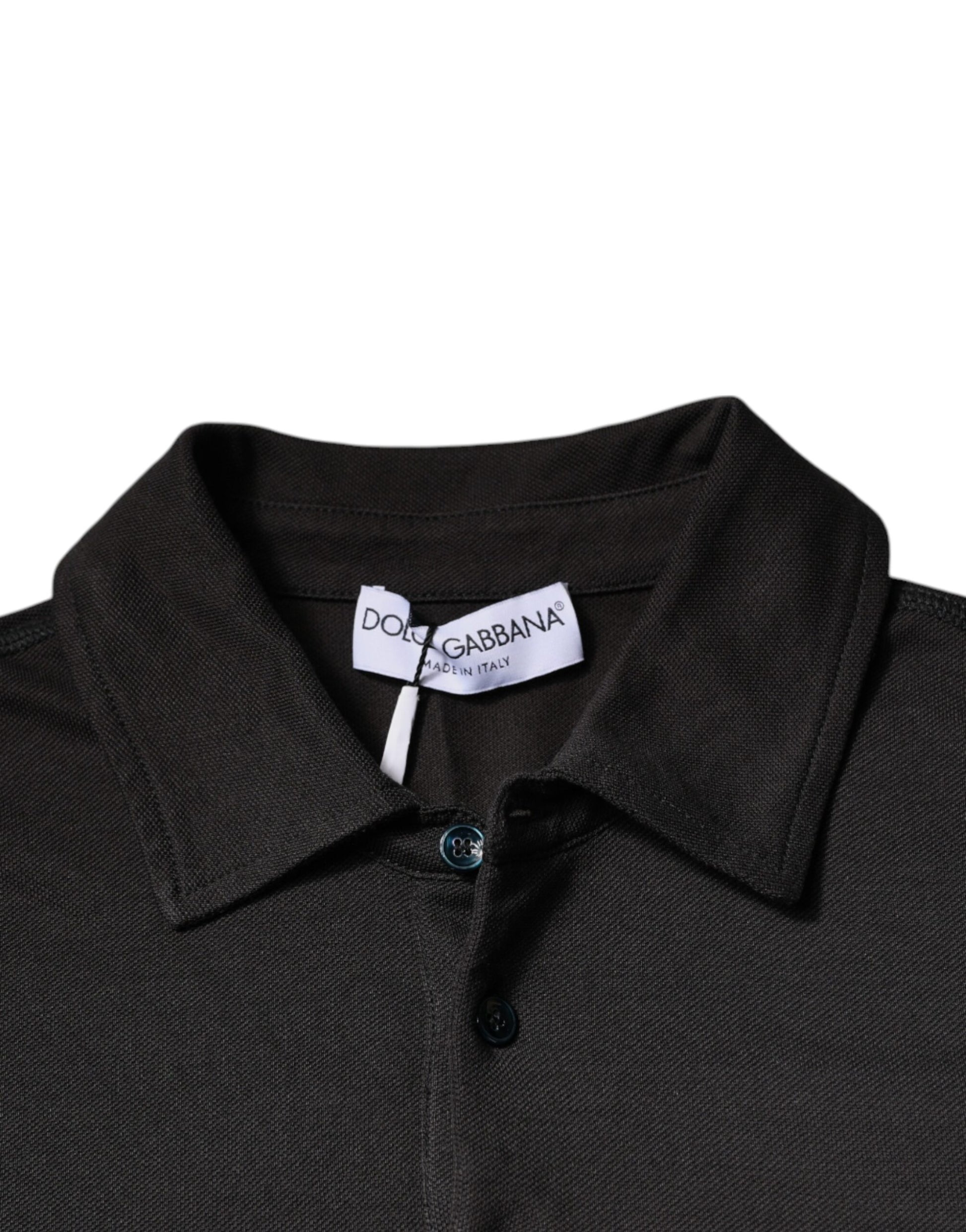 Polo à manches courtes et col gris foncé Dolce &amp; Gabbana