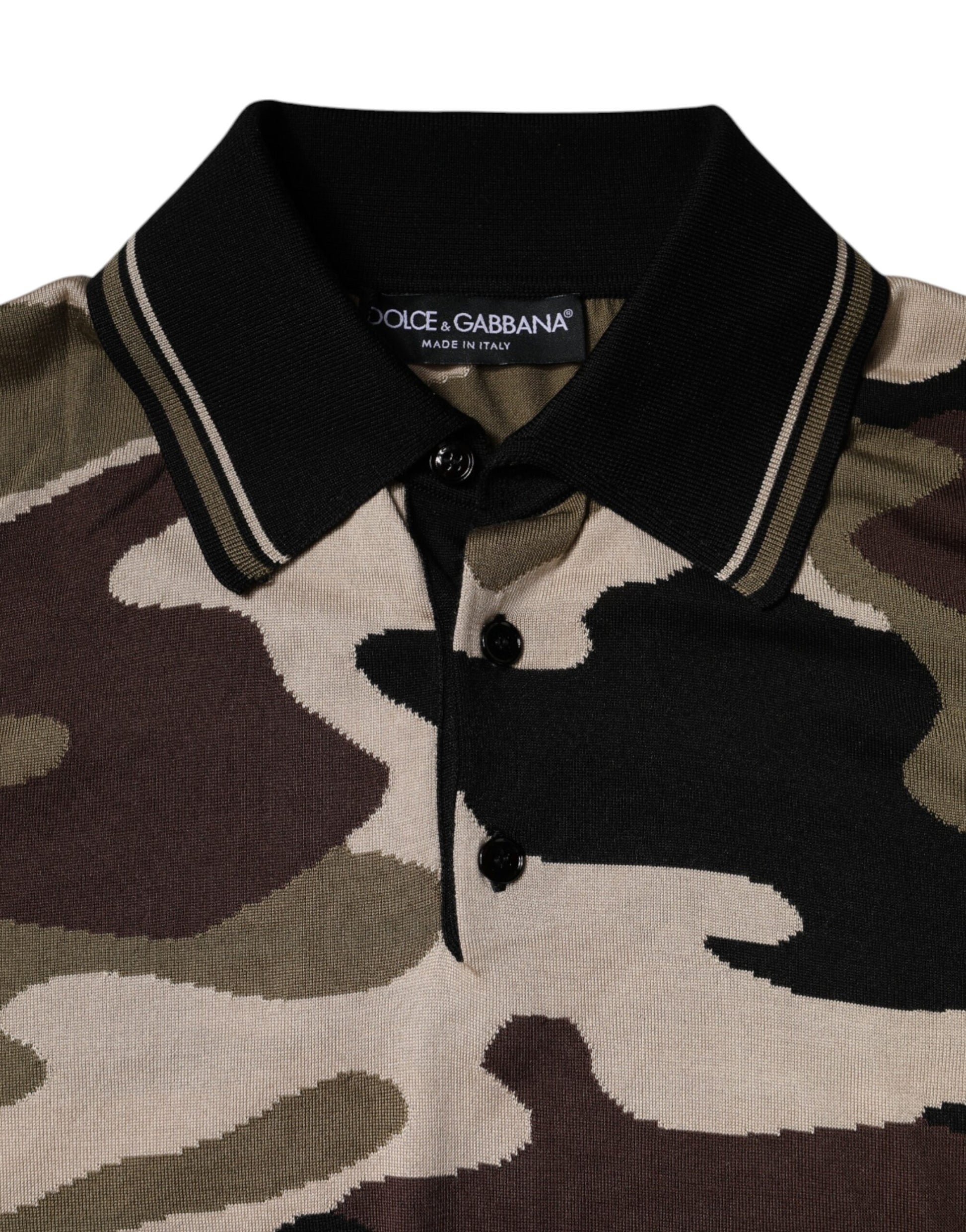 Polo à col camouflage multicolore Dolce &amp; Gabbana