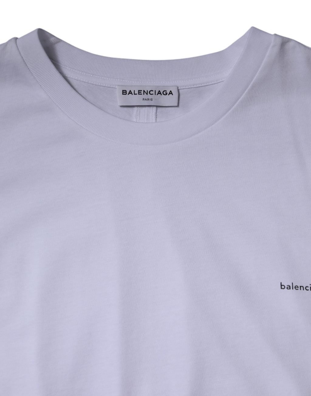 T-shirt à manches courtes et col ras du cou en coton blanc avec logo Balenciaga
