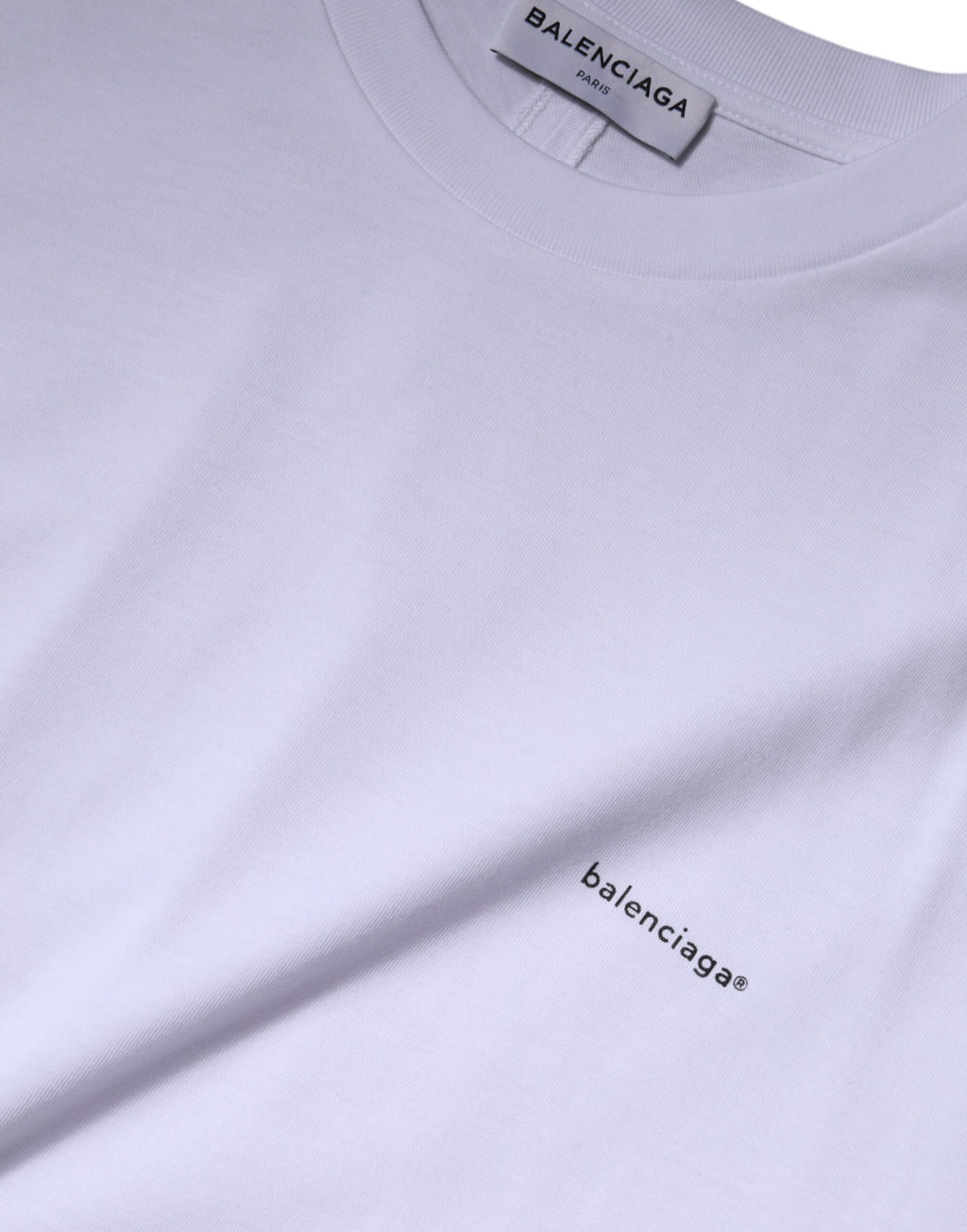 T-shirt à manches courtes et col ras du cou en coton blanc avec logo Balenciaga