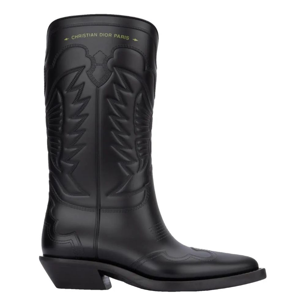 Botte en cuir noir Dior
