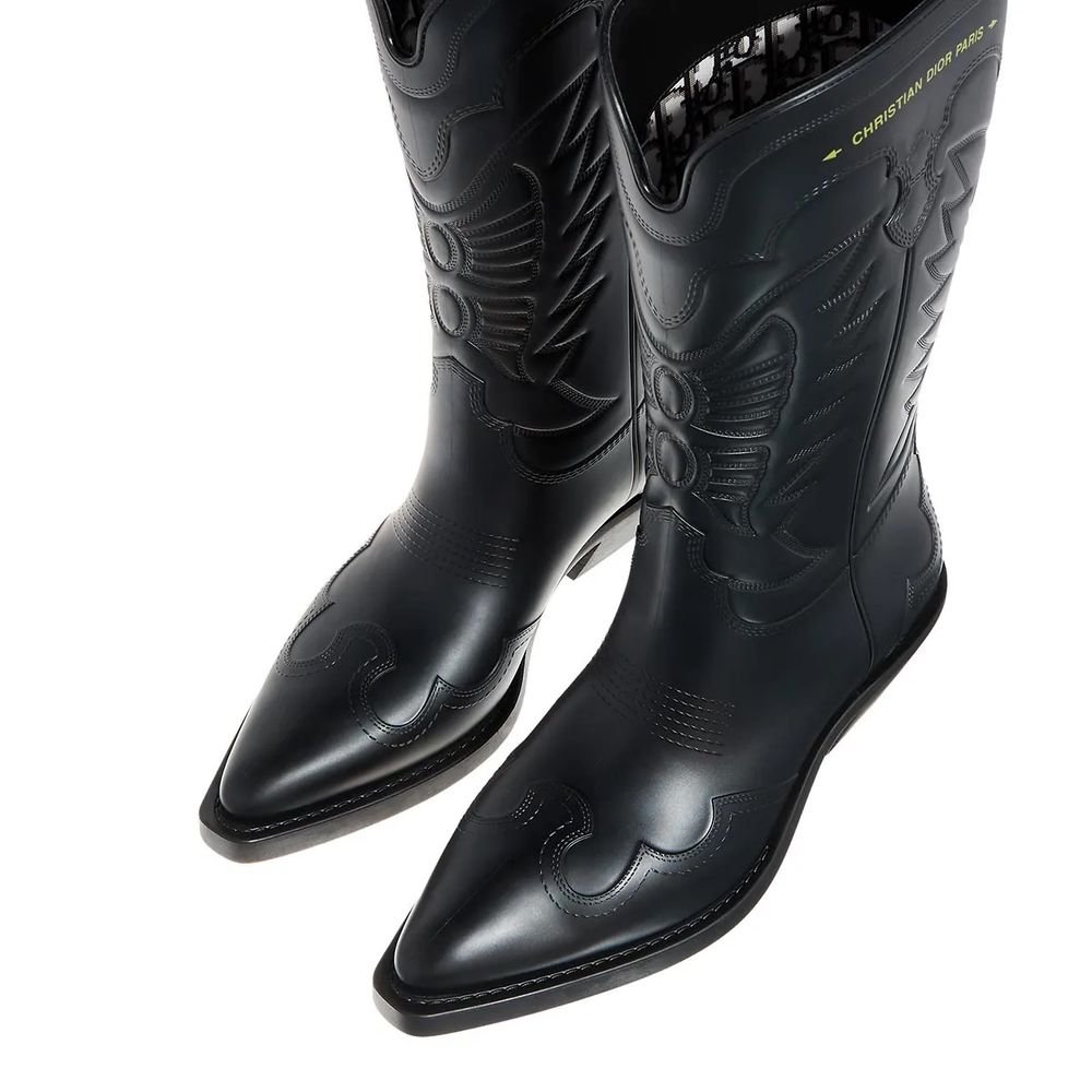 Botte en cuir noir Dior