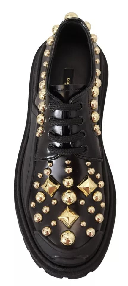 Chaussures de randonnée en cuir noir Dolce &amp; Gabbana à ornements