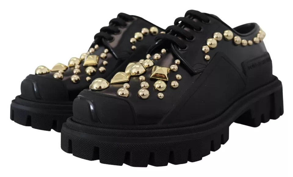 Chaussures de randonnée en cuir noir Dolce &amp; Gabbana à ornements
