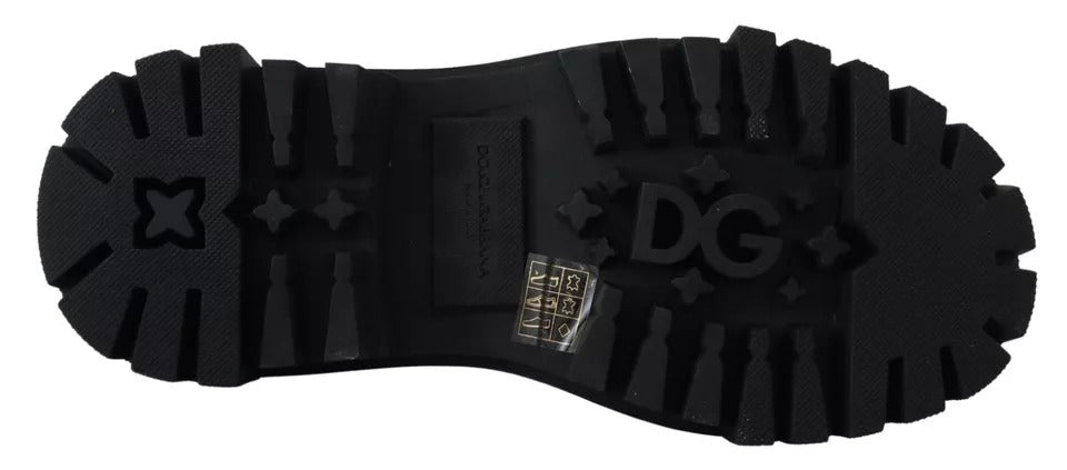 Chaussures de randonnée en cuir noir Dolce &amp; Gabbana à ornements
