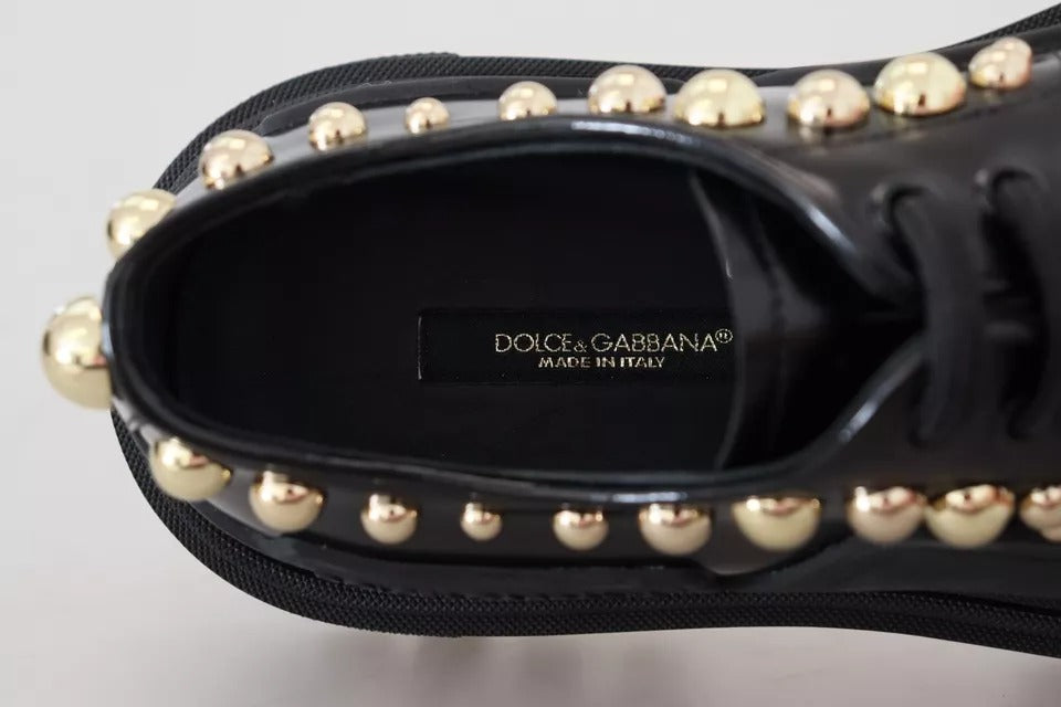 Chaussures de randonnée en cuir noir Dolce &amp; Gabbana à ornements