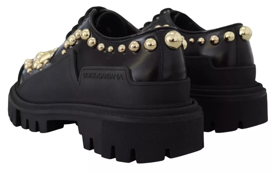 Chaussures de randonnée en cuir noir Dolce &amp; Gabbana à ornements