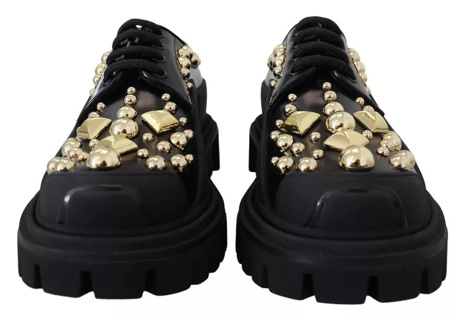 Chaussures de randonnée en cuir noir Dolce &amp; Gabbana à ornements