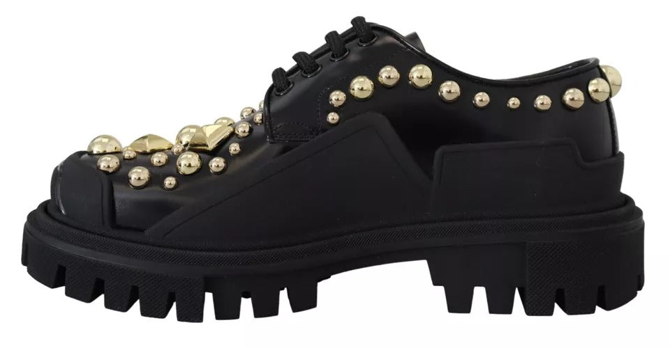 Chaussures de randonnée en cuir noir Dolce &amp; Gabbana à ornements