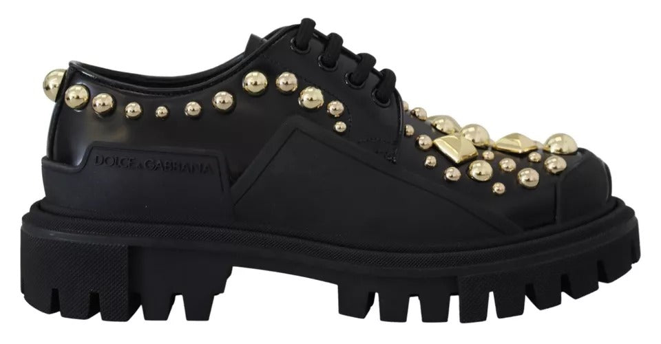 Chaussures de randonnée en cuir noir Dolce &amp; Gabbana à ornements