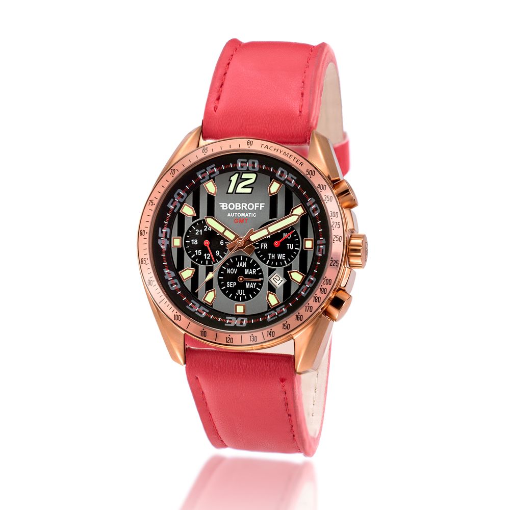 Montre Bobroff en cuir rouge