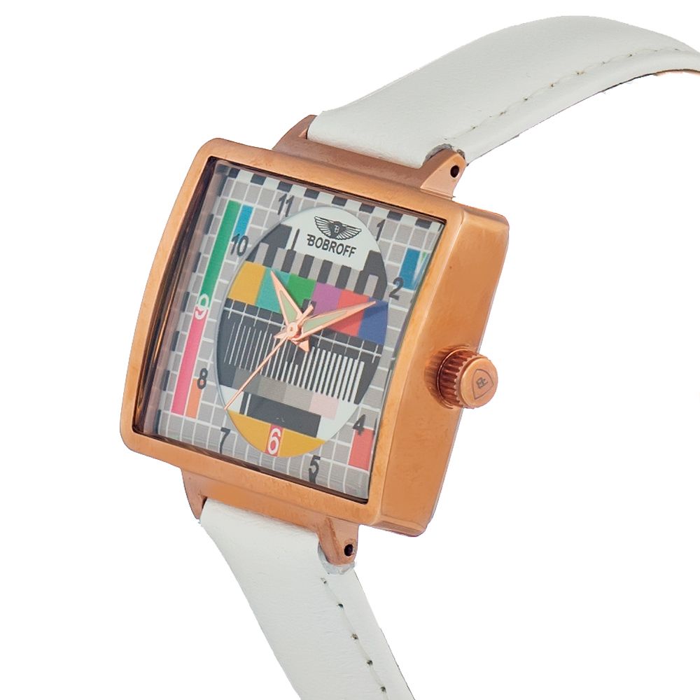 Montre Bobroff en cuir blanc