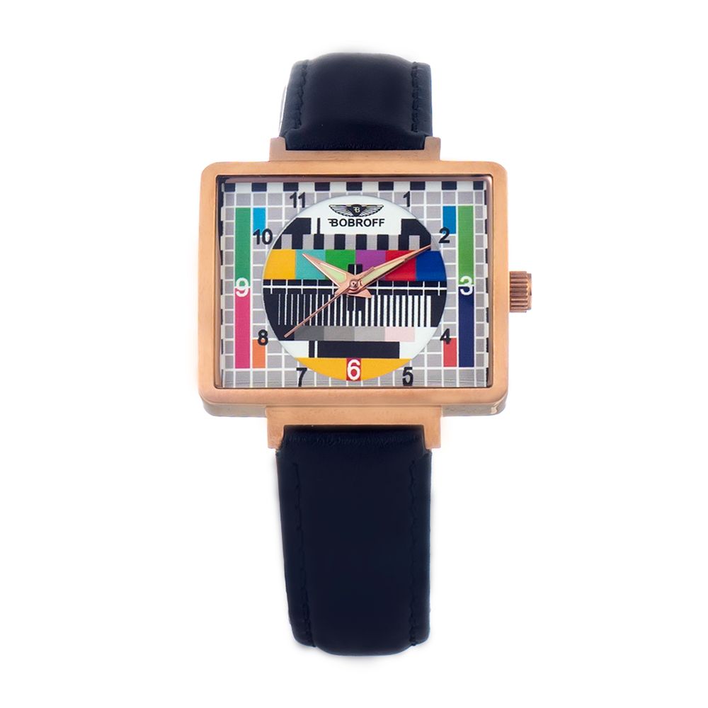 Montre Bobroff en cuir noir