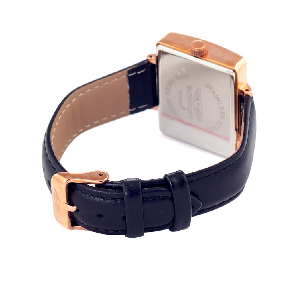Montre Bobroff en cuir noir