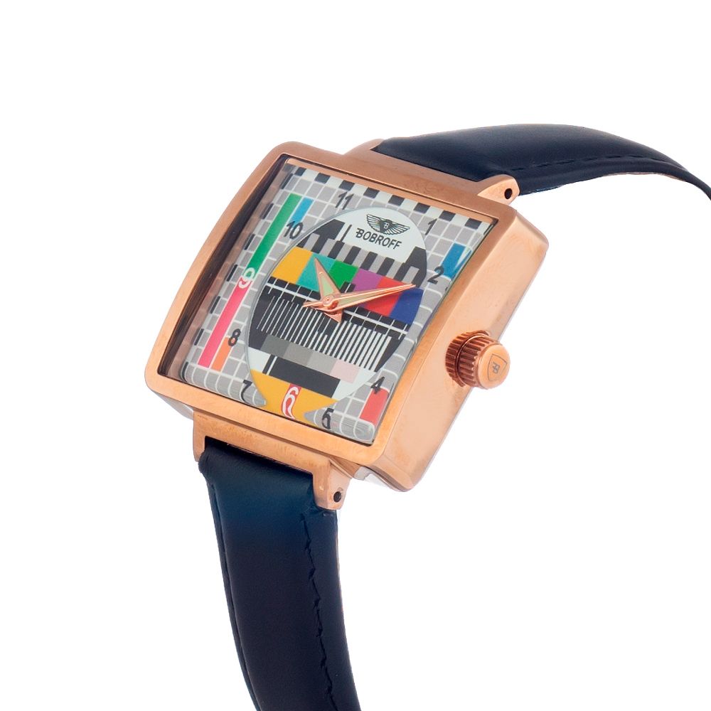Montre Bobroff en cuir noir