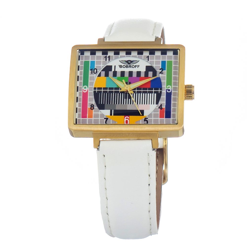 Montre Bobroff en cuir blanc