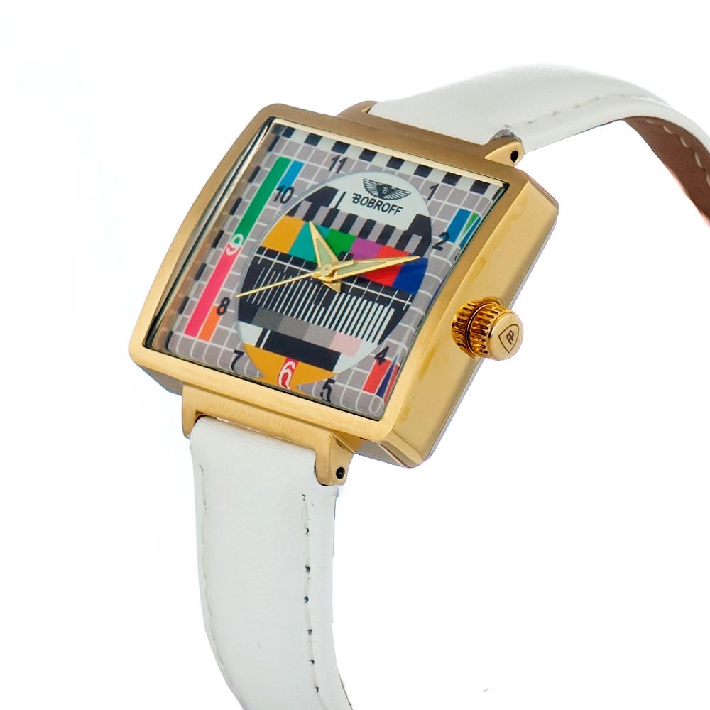 Montre Bobroff en cuir blanc