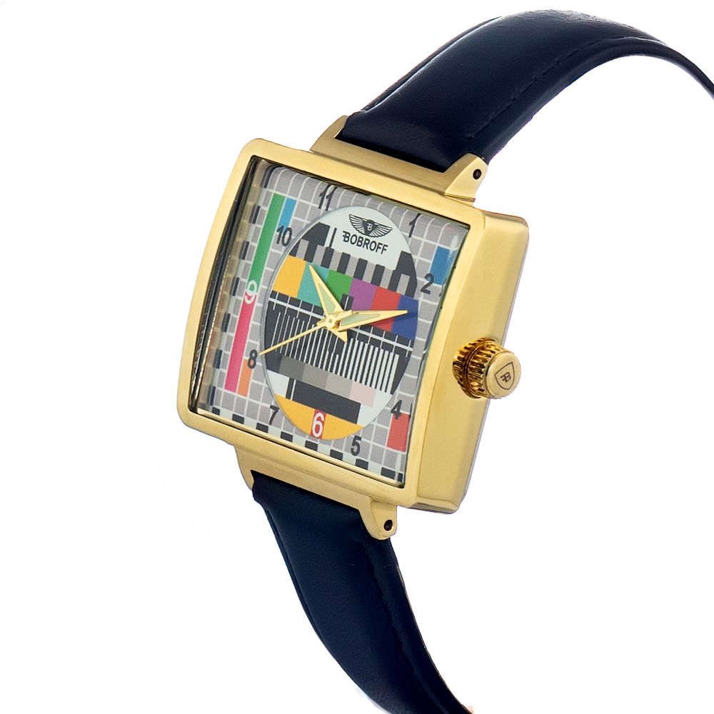 Montre Bobroff en cuir noir