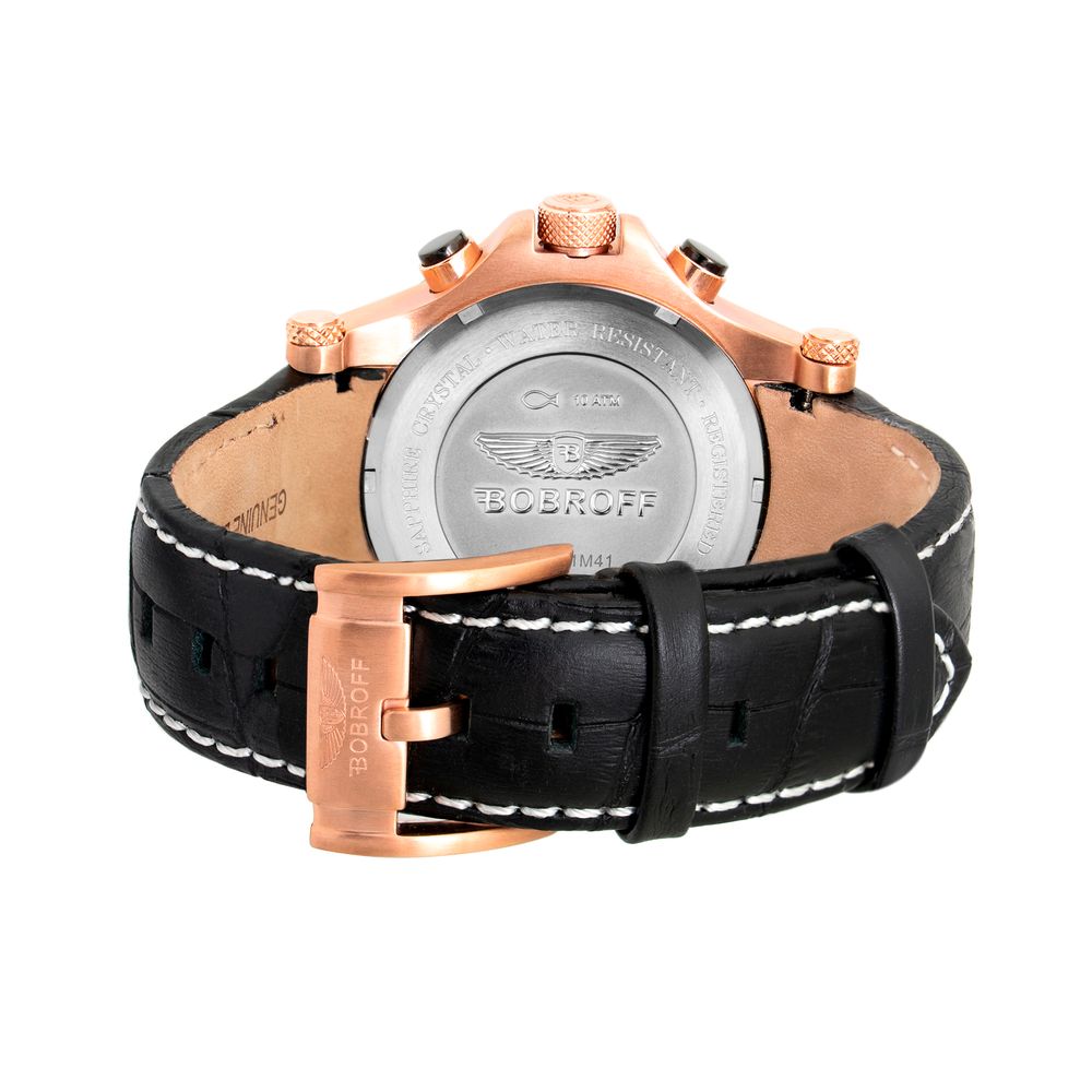 Montre Bobroff en cuir noir