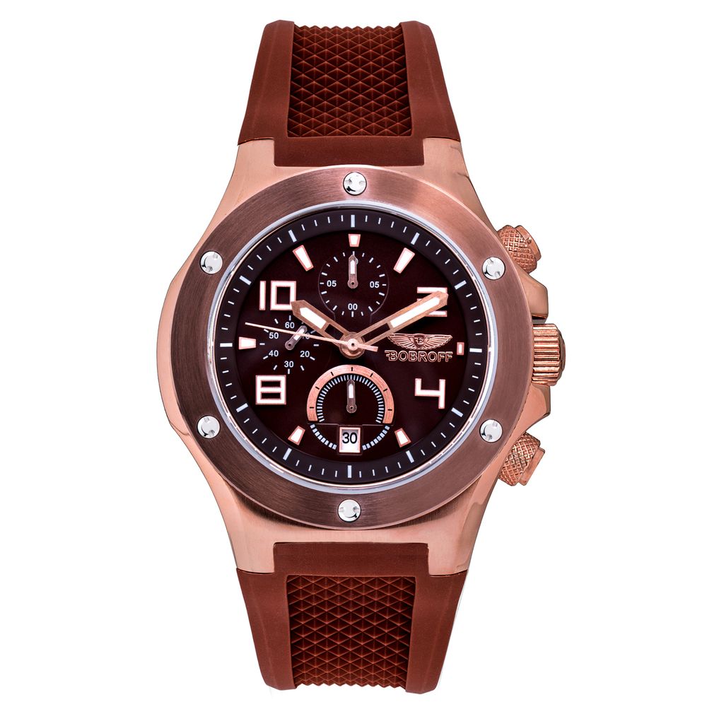 Montre Bobroff en caoutchouc marron