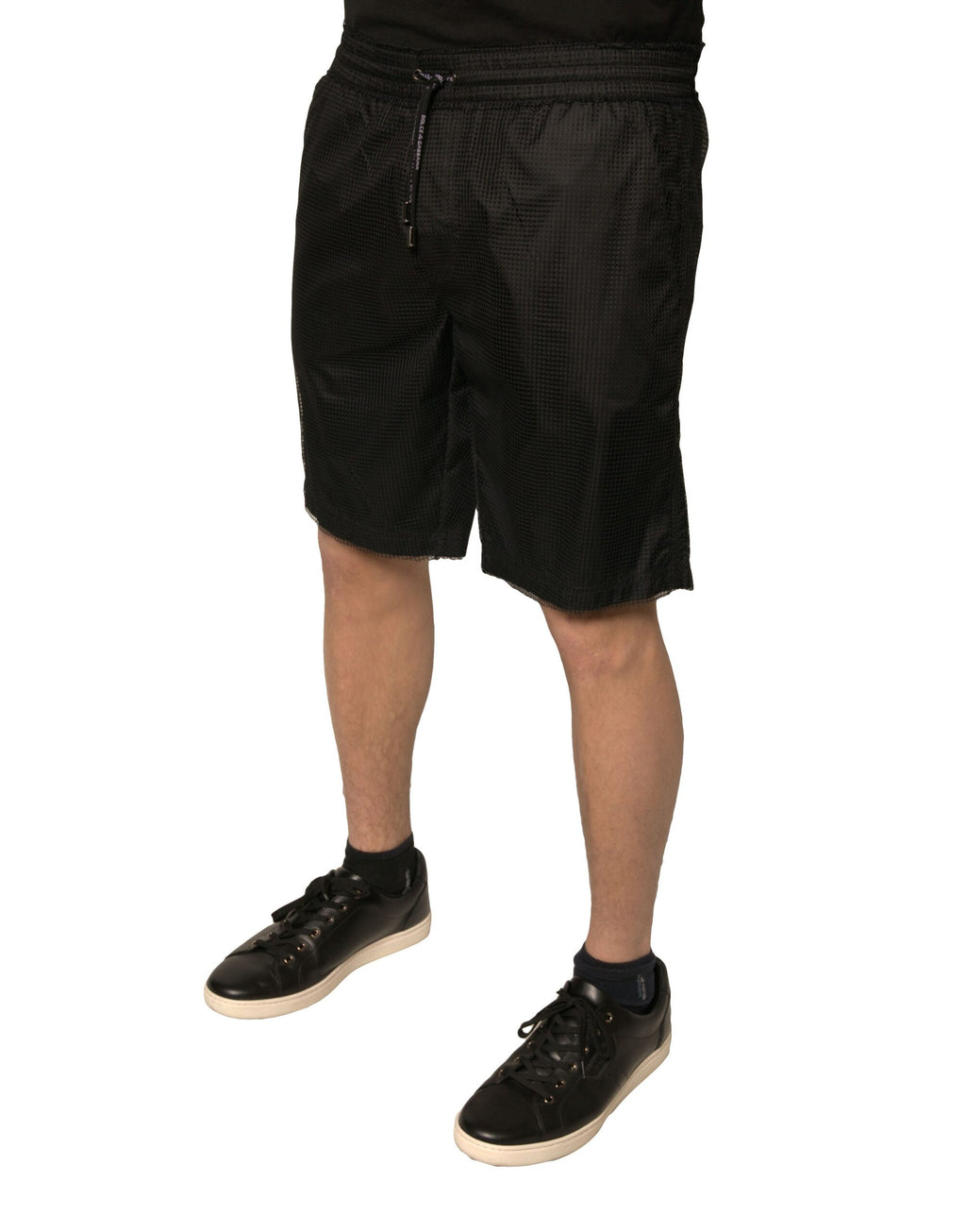 Short taille moyenne en jersey de polyester noir Dolce &amp; Gabbana