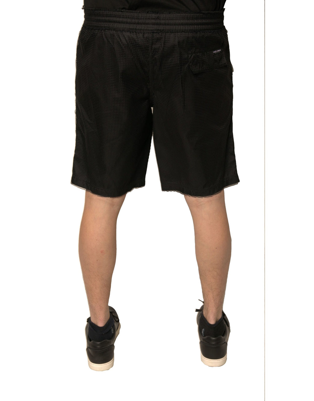 Short taille moyenne en jersey de polyester noir Dolce &amp; Gabbana