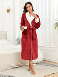 RONGTAI Womens Bathrobe Ladies Fleece Plush Warm Long Robes Fleece Nightgown Sleepwear