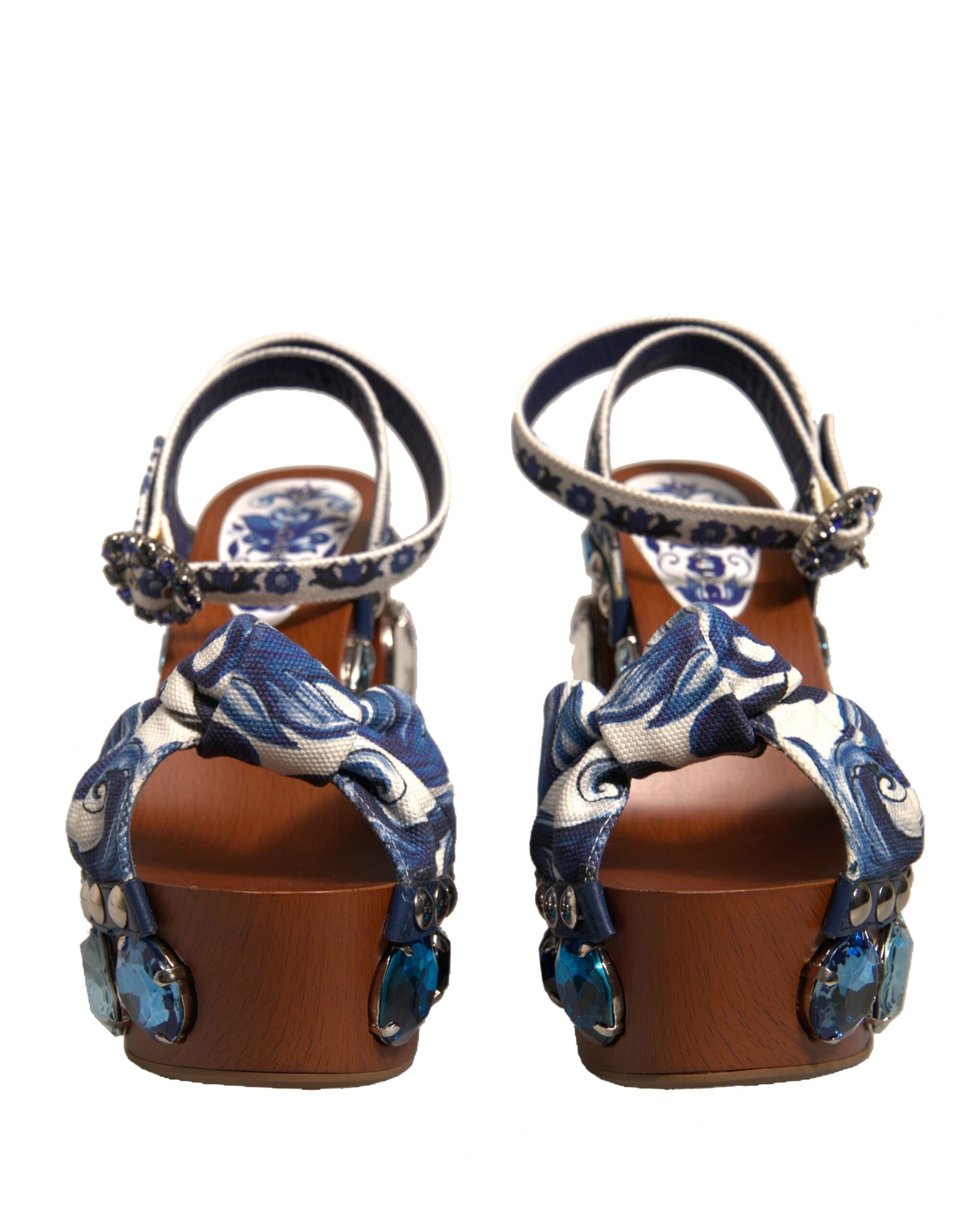 Sandales compensées Dolce &amp; Gabbana à ornements en majolique multicolore