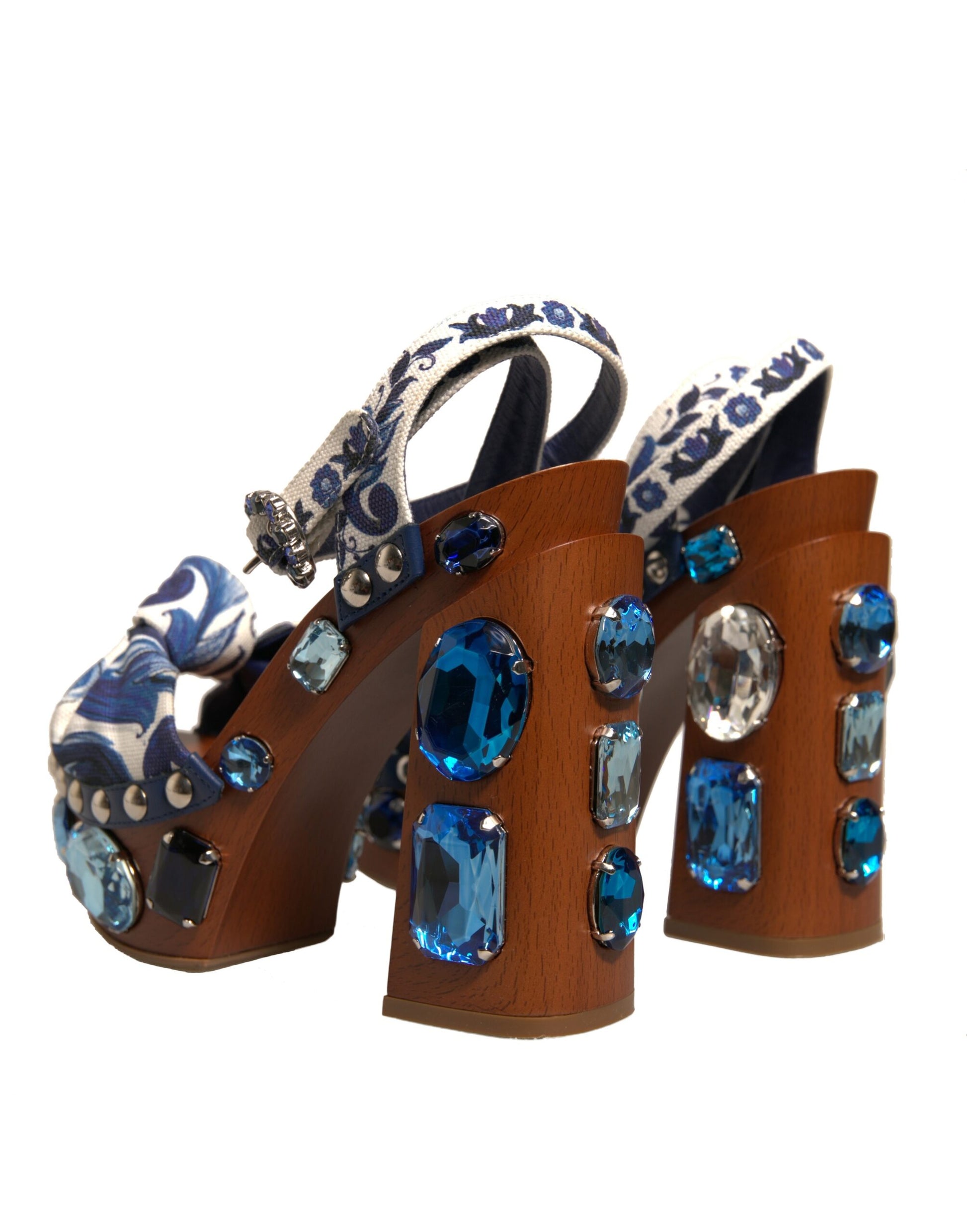 Sandales compensées Dolce &amp; Gabbana à ornements en majolique multicolore