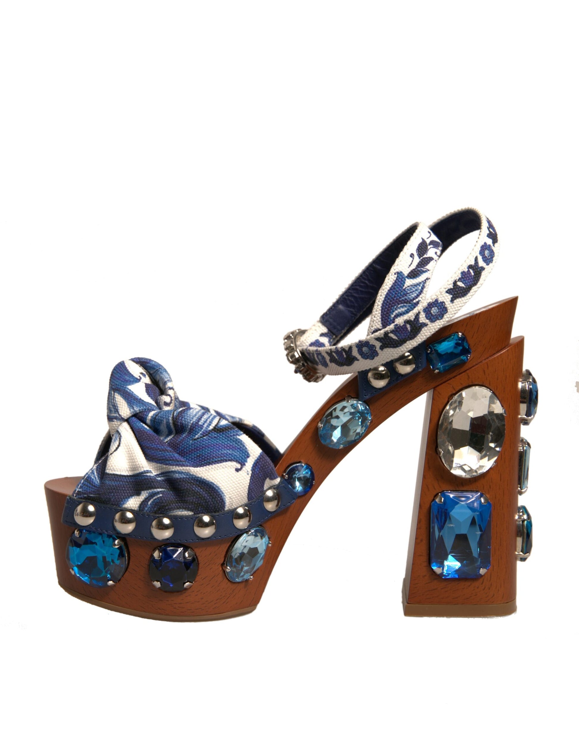 Sandales compensées Dolce &amp; Gabbana à ornements en majolique multicolore