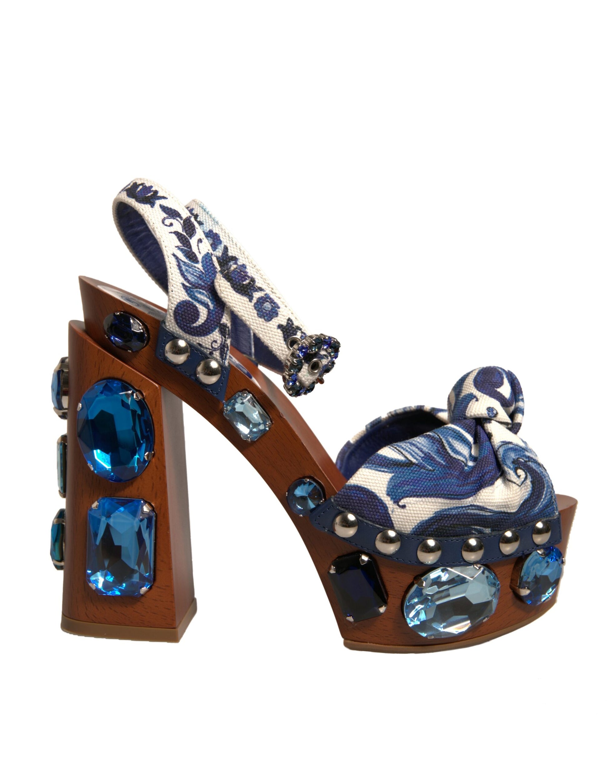 Sandales compensées Dolce &amp; Gabbana à ornements en majolique multicolore