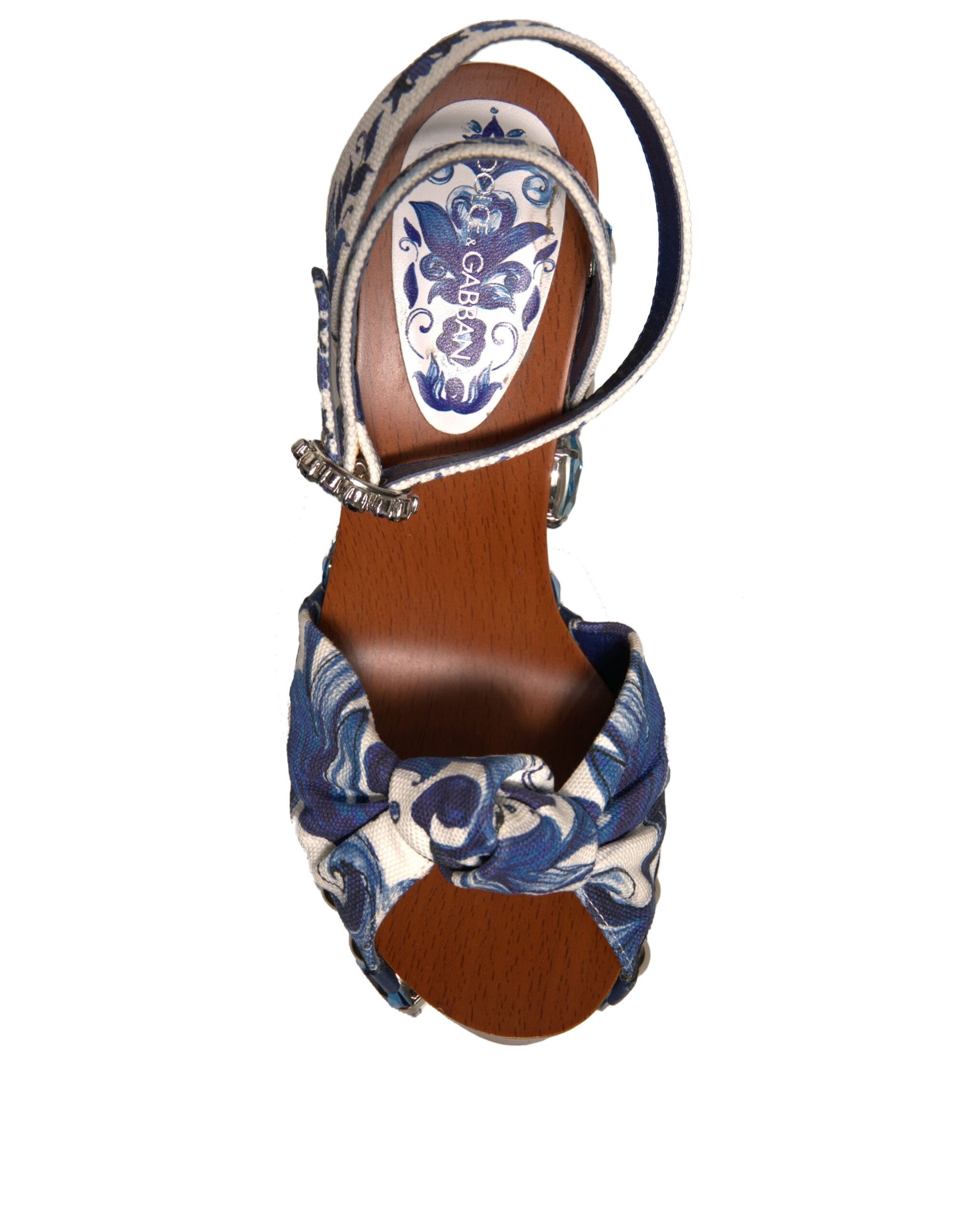 Sandales compensées Dolce &amp; Gabbana à ornements en majolique multicolore