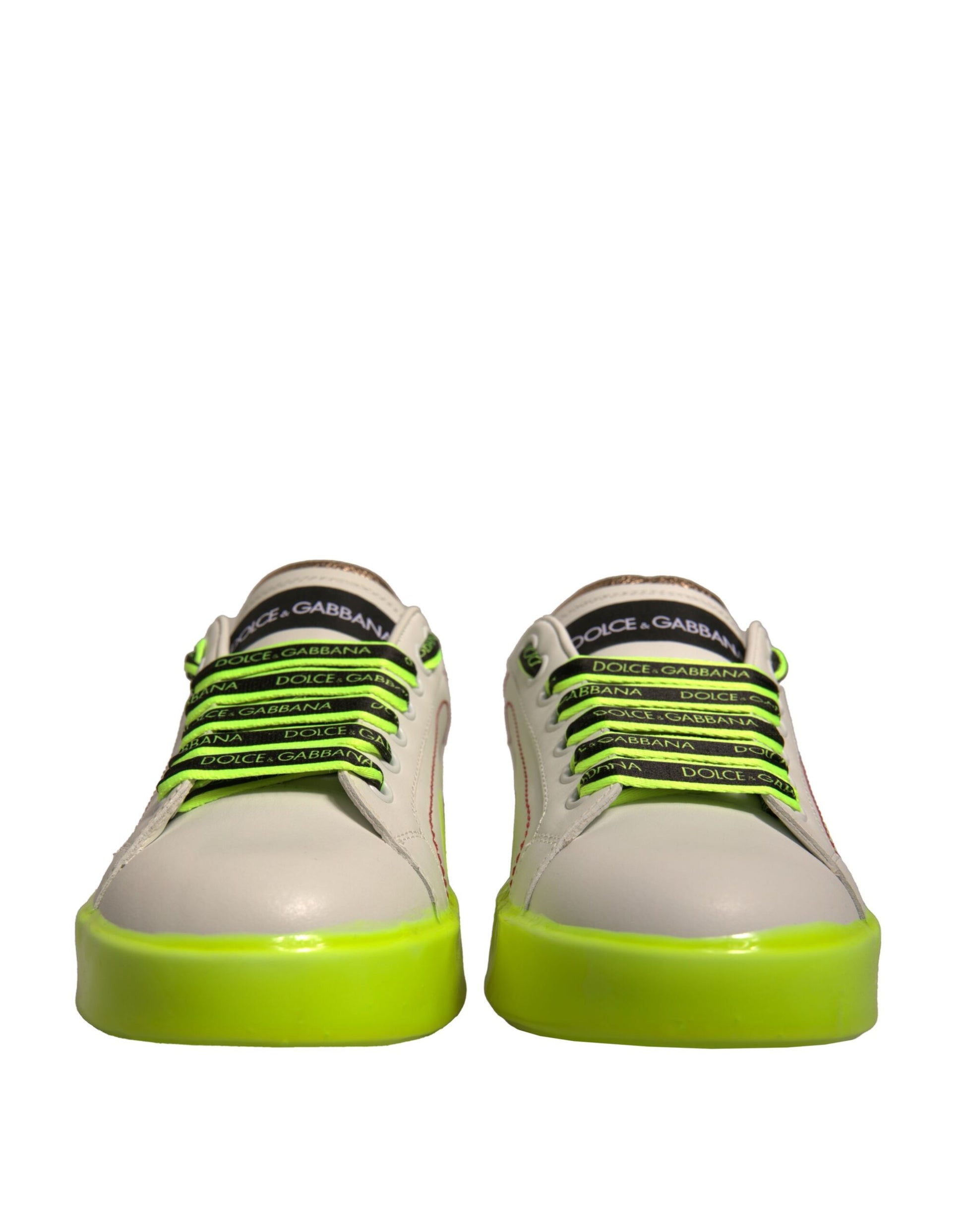 Baskets en cuir Portofino blanches et jaunes Dolce &amp; Gabbana