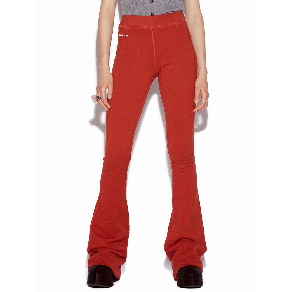 Pantalon évasé en coton rouge Dsquared²
