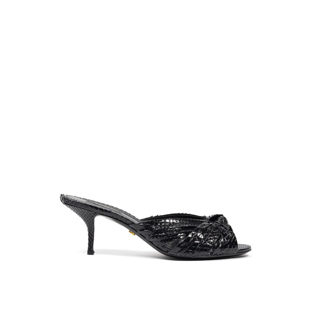 Sandale en peau de serpent noire Dolce &amp; Gabbana