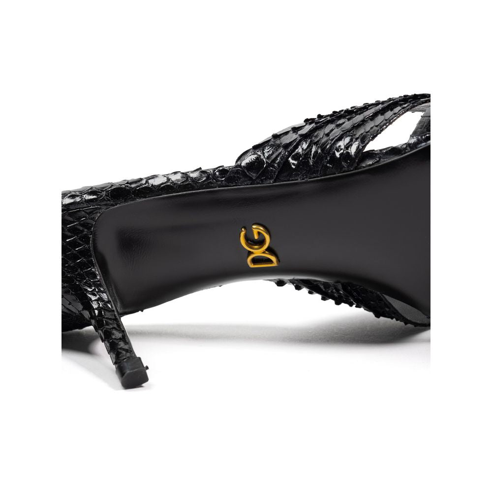 Sandale en peau de serpent noire Dolce &amp; Gabbana