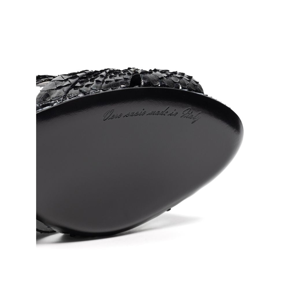 Sandale en peau de serpent noire Dolce &amp; Gabbana