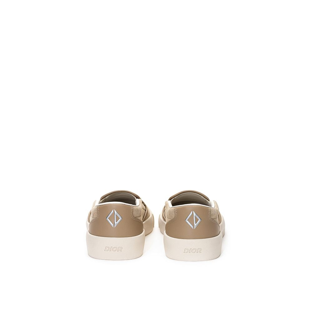 Baskets Dior en cuir beige