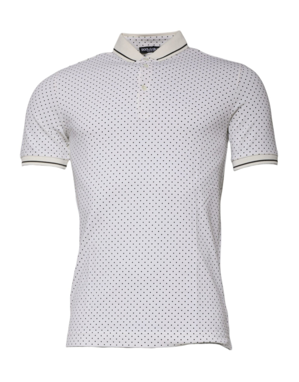 Polo à col en coton à pois blancs Dolce &amp; Gabbana