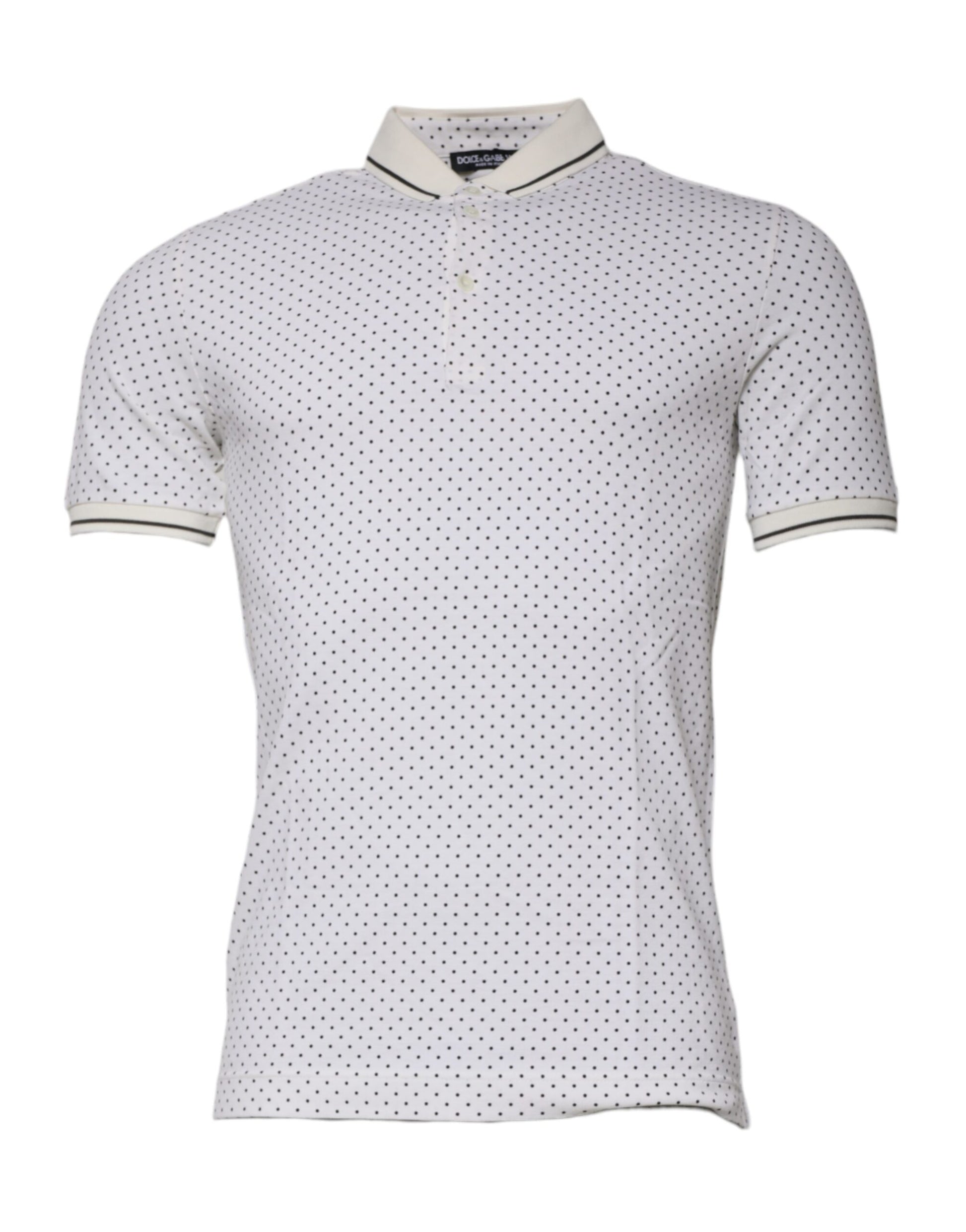 Polo à col en coton à pois blancs Dolce &amp; Gabbana