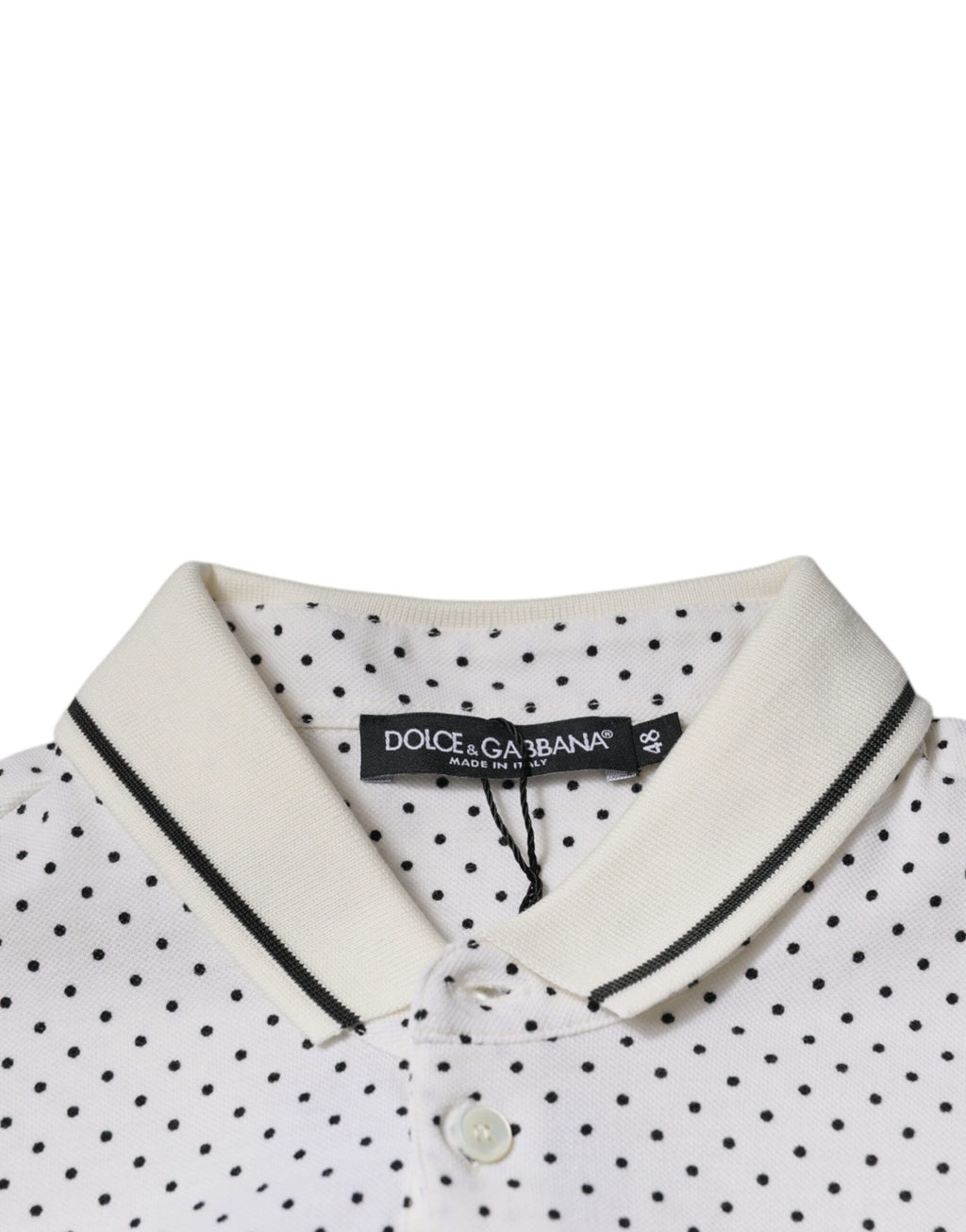 Polo à col en coton à pois blancs Dolce &amp; Gabbana