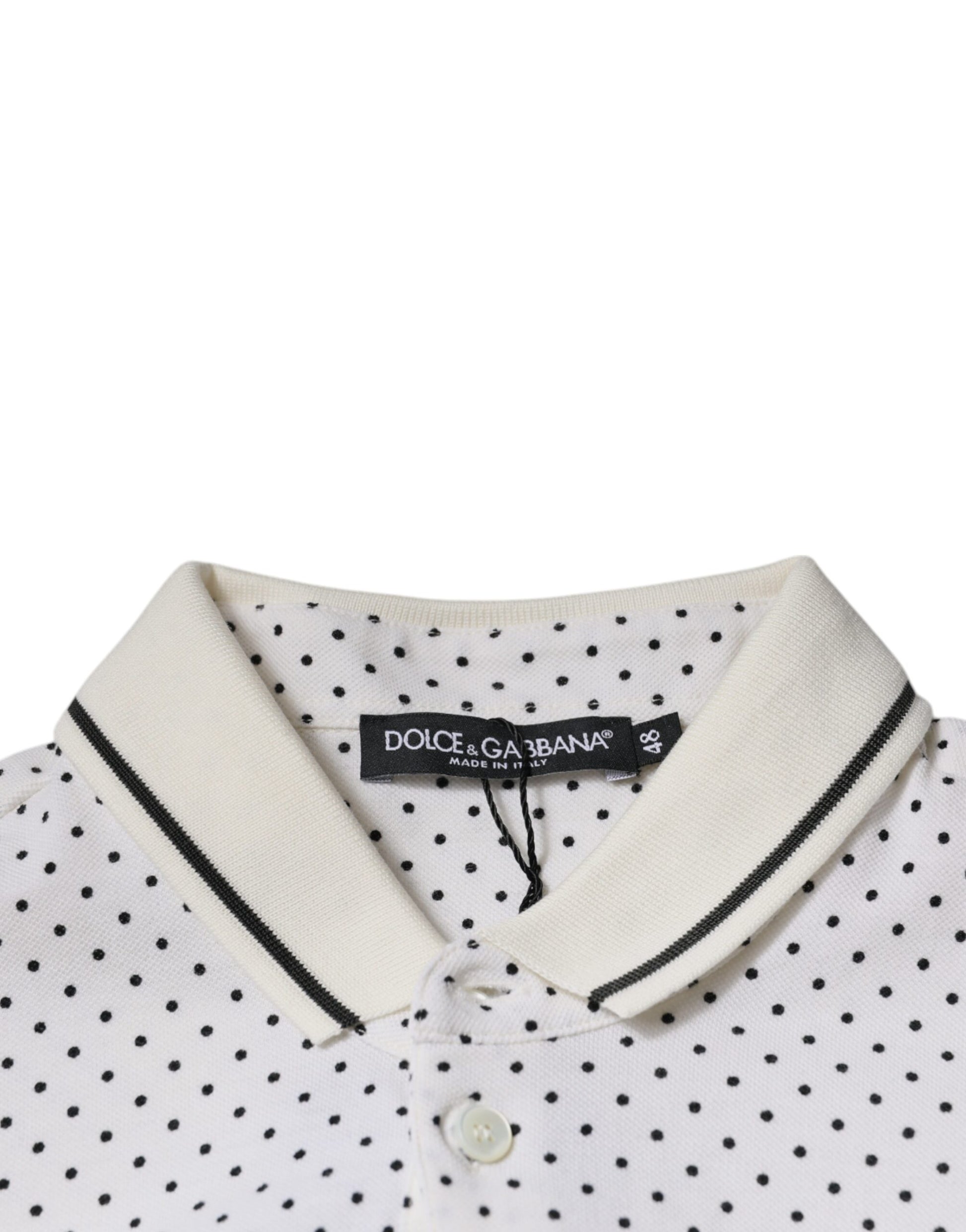 Polo à col en coton à pois blancs Dolce &amp; Gabbana