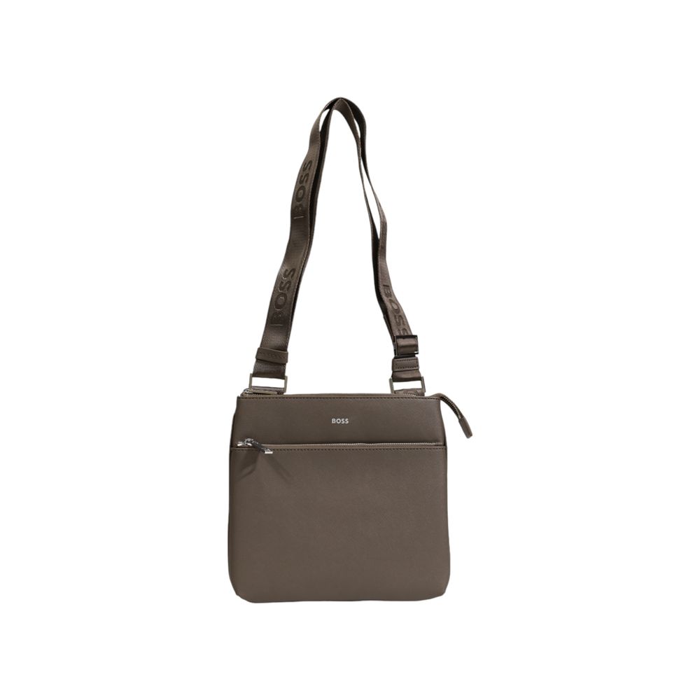 Sac messager en cuir vert Hugo Boss