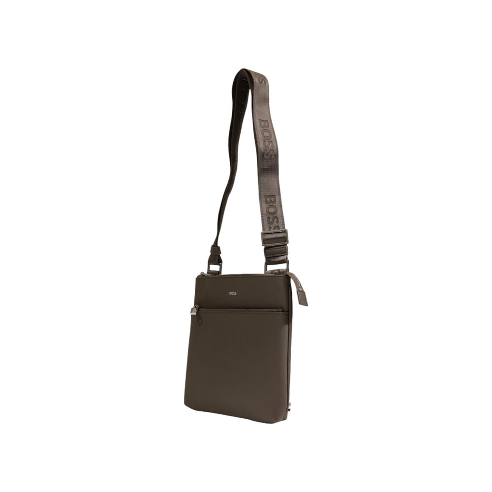 Sac messager en cuir vert Hugo Boss