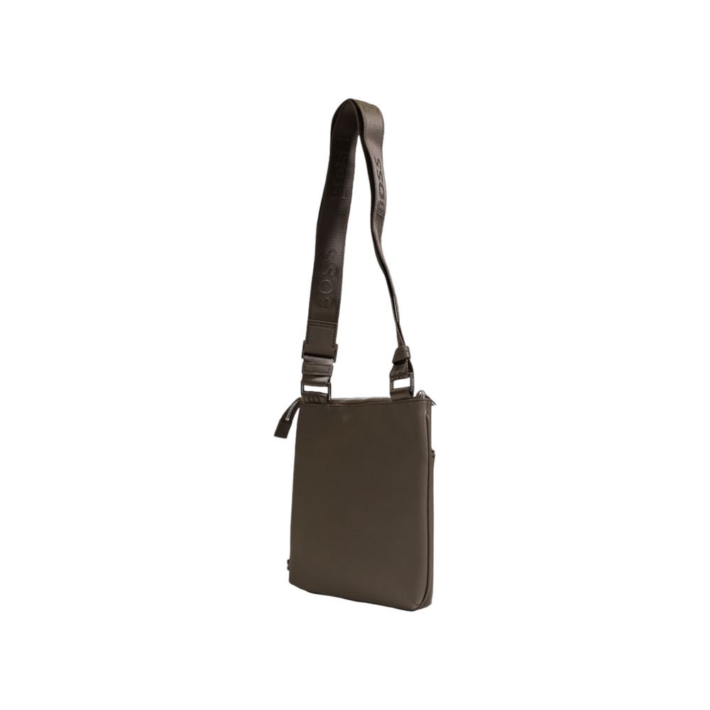 Sac messager en cuir vert Hugo Boss