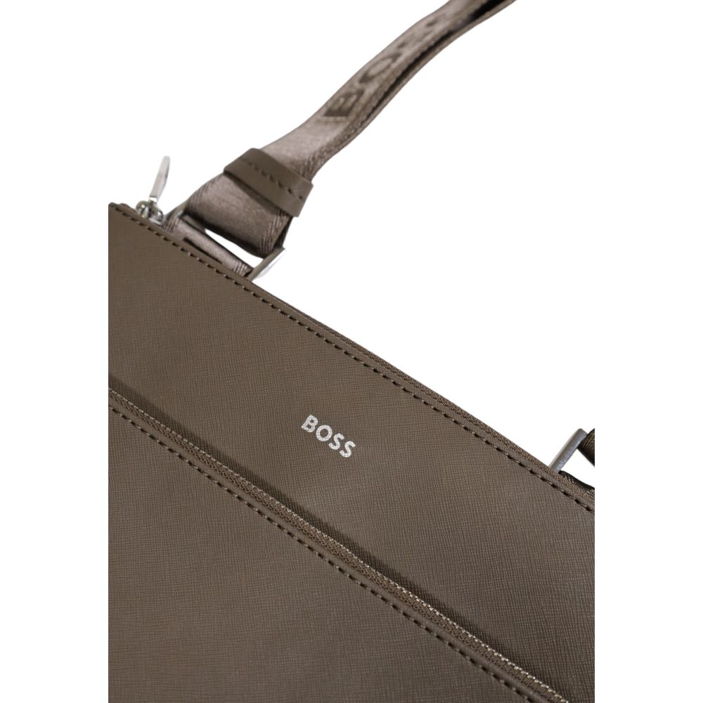 Sac messager en cuir vert Hugo Boss