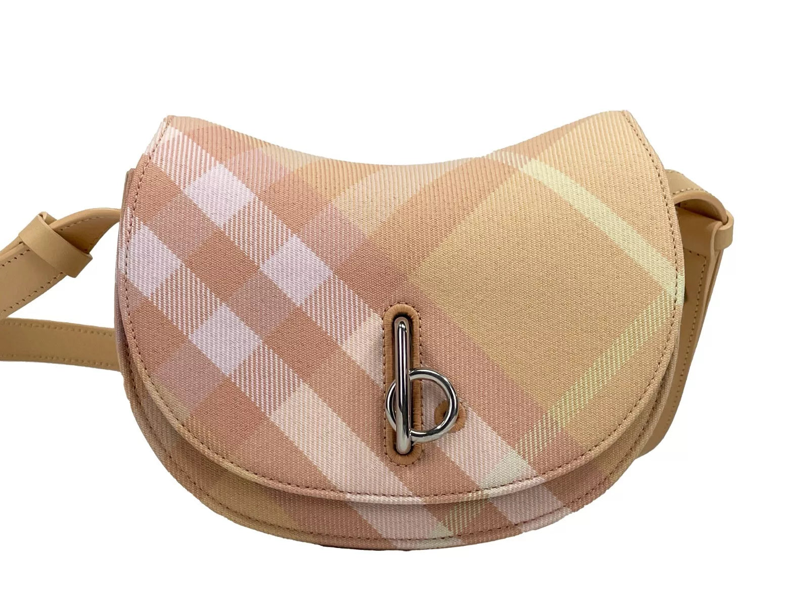 Sac bandoulière Burberry Mini Check Rocking Horse, pêche