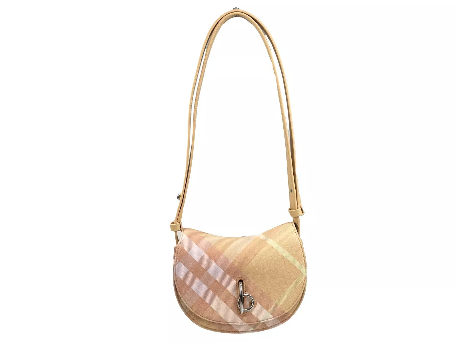 Sac bandoulière Burberry Mini Check Rocking Horse, pêche