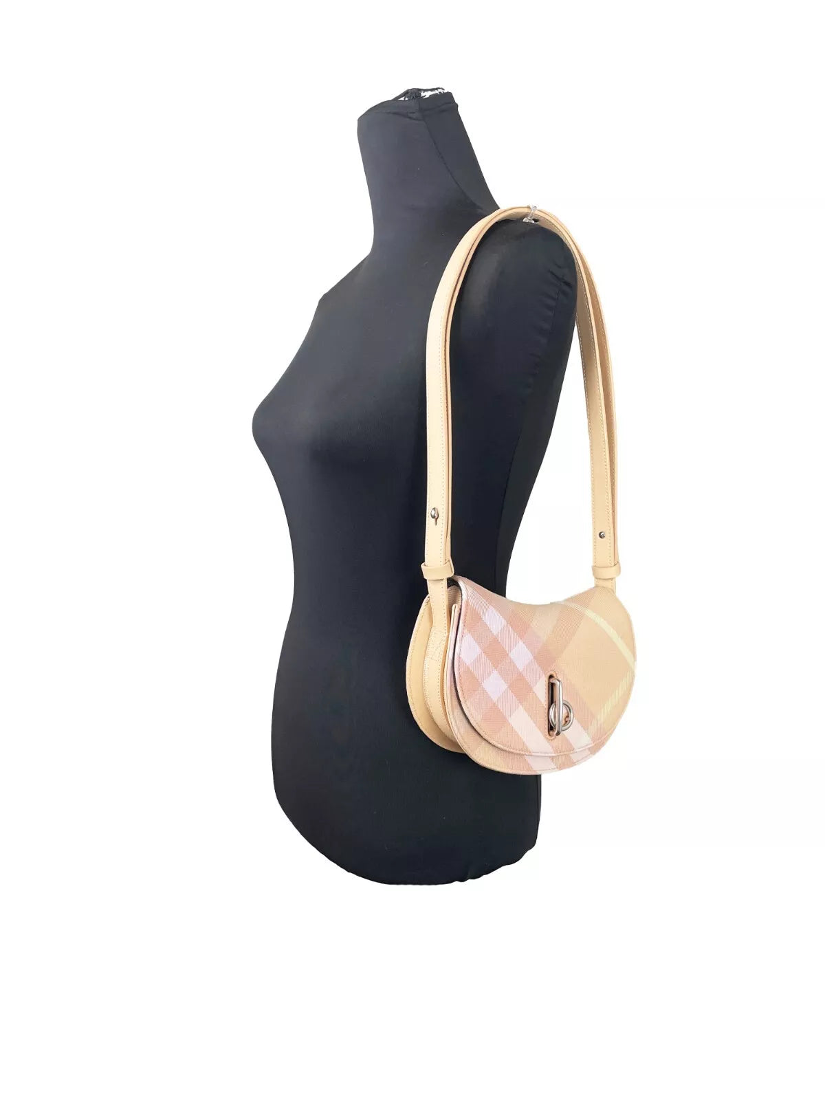 Sac bandoulière Burberry Mini Check Rocking Horse, pêche