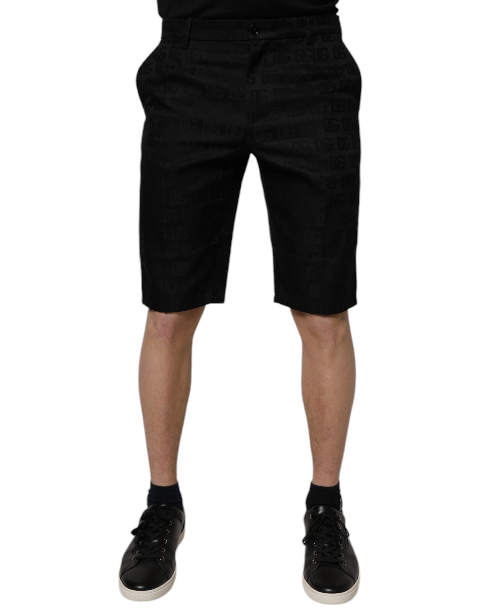 Short chino décontracté taille moyenne en coton noir Dolce &amp; Gabbana